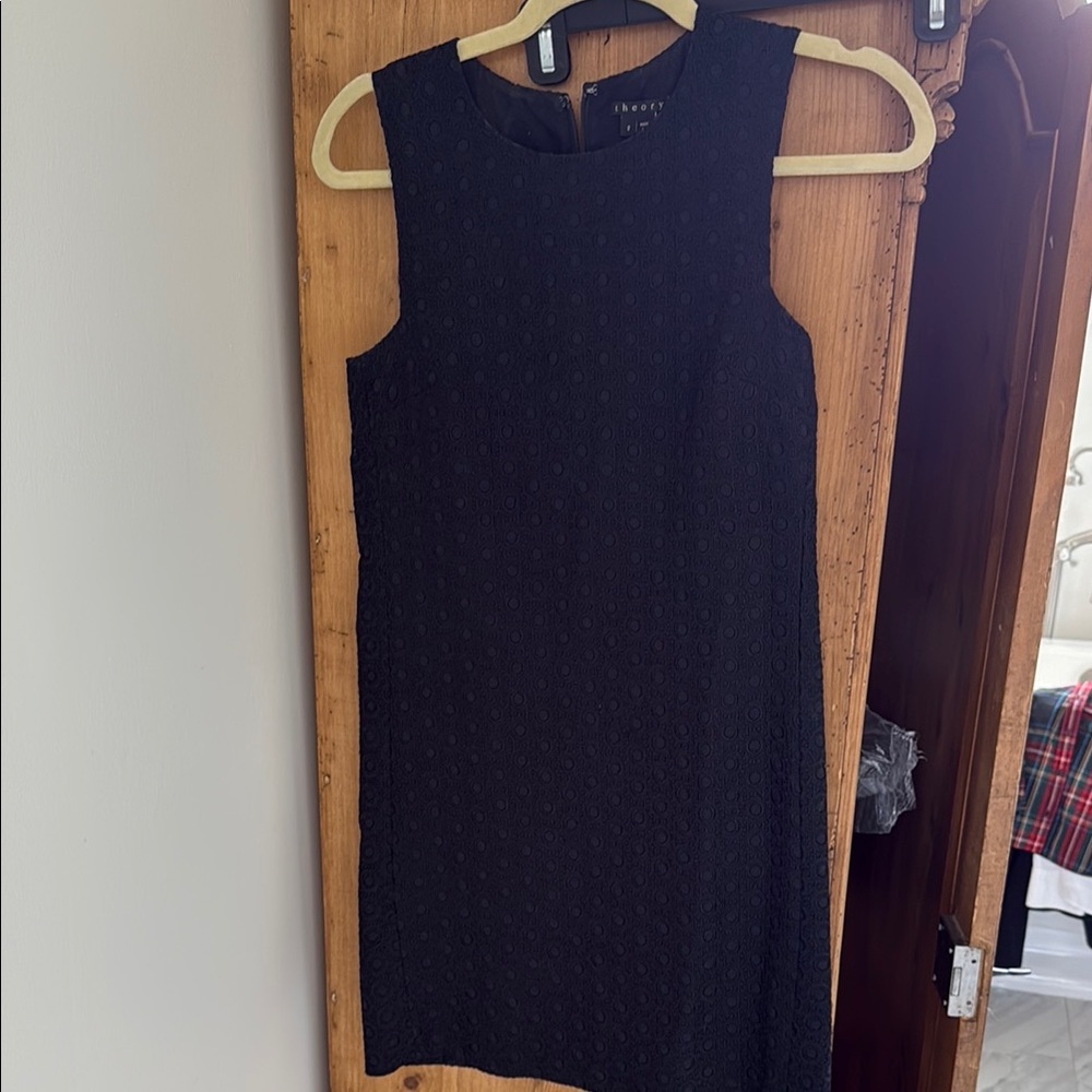 Theory Black Sheath Mini Dress Sleeveless Crew Neck
